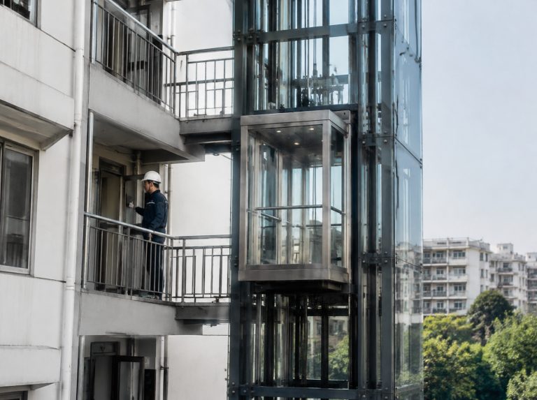 大兴安岭地区旧楼加建观光电梯